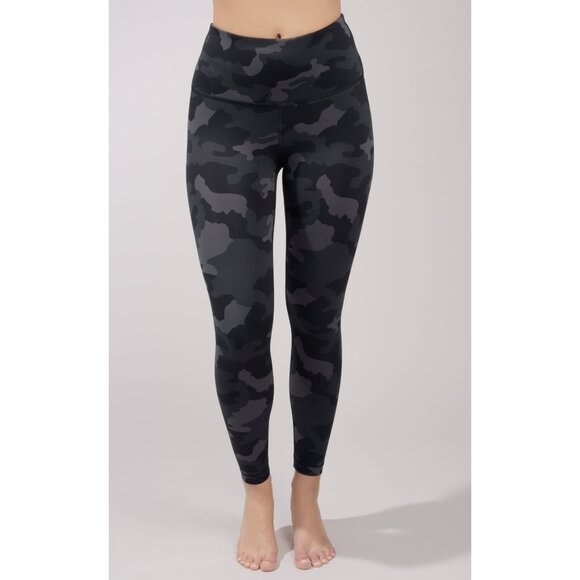Yogalicious Lux Women's Gray Camouflage Print Leggings M 7/8 ankle Gym Yoga EUC - Picture 1 of 12